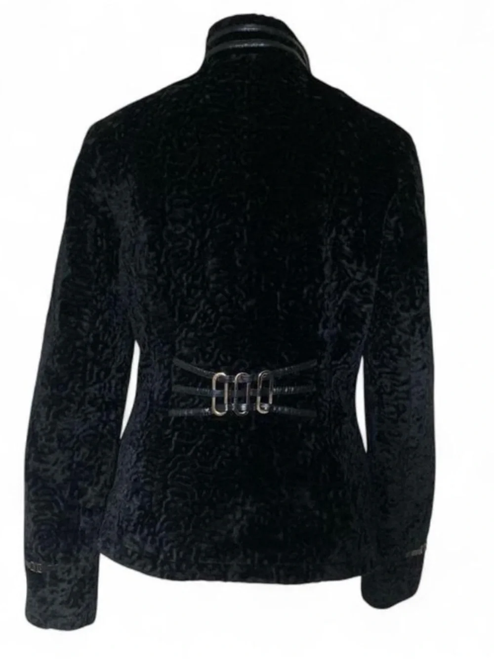 KENZO Paris Black Velour Velvet Gold & Strappy Jacket size XL - Picture 3 of 12